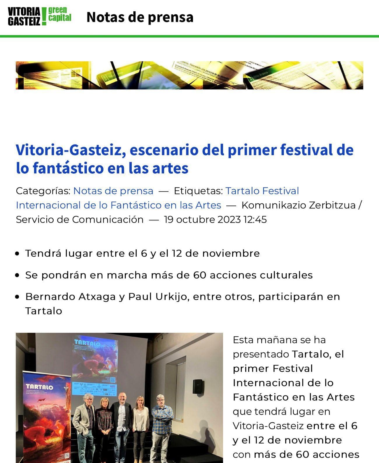 Vitoria-Gasteiz, escenario del primer festival de lo fantástico en las artes