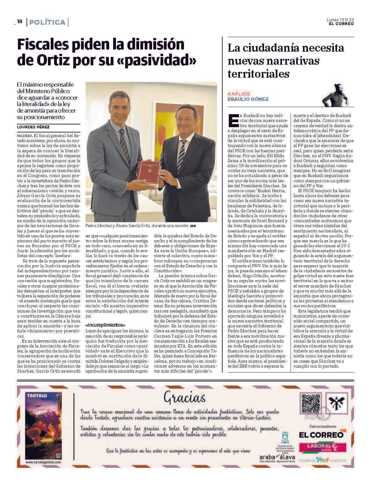 Programación del domingo - Tartalo Festival