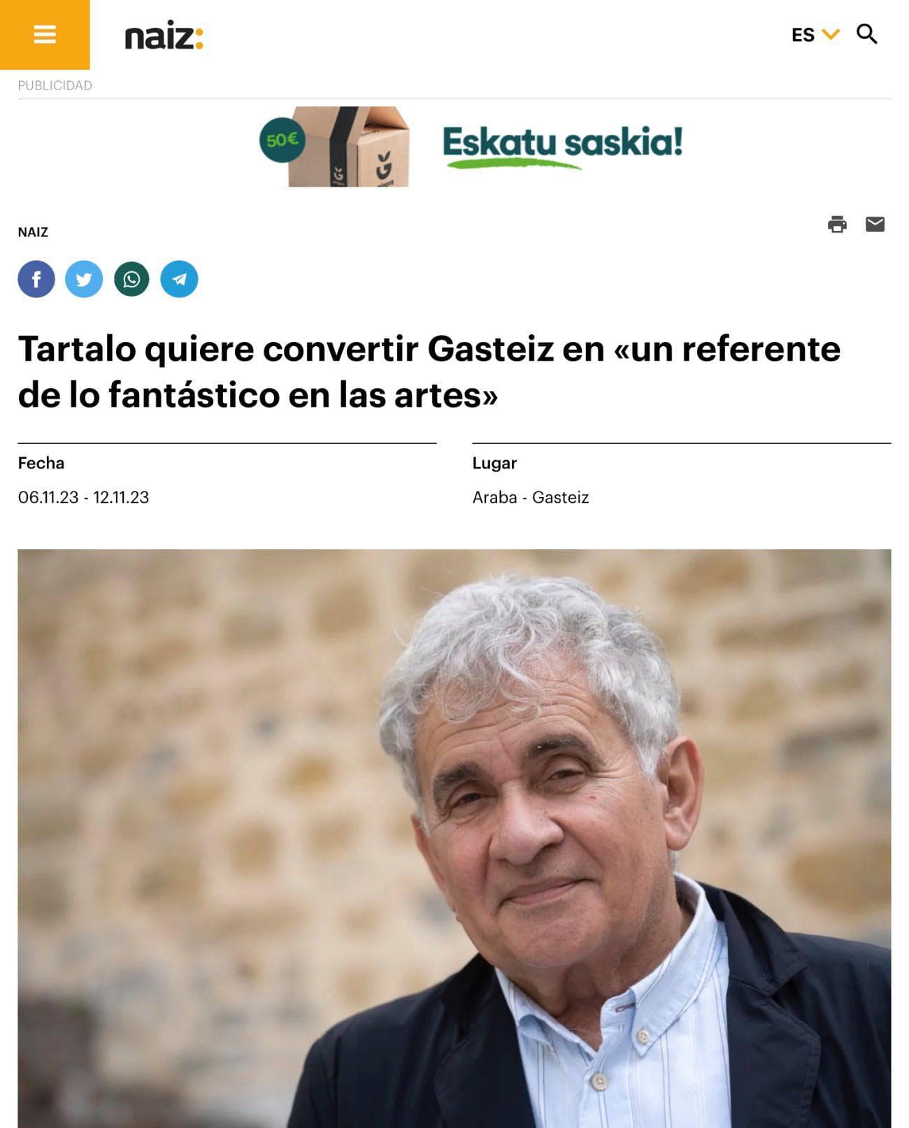 Tartalo quiere convertir Gasteiz en «un referente de lo fantástico en las artes»