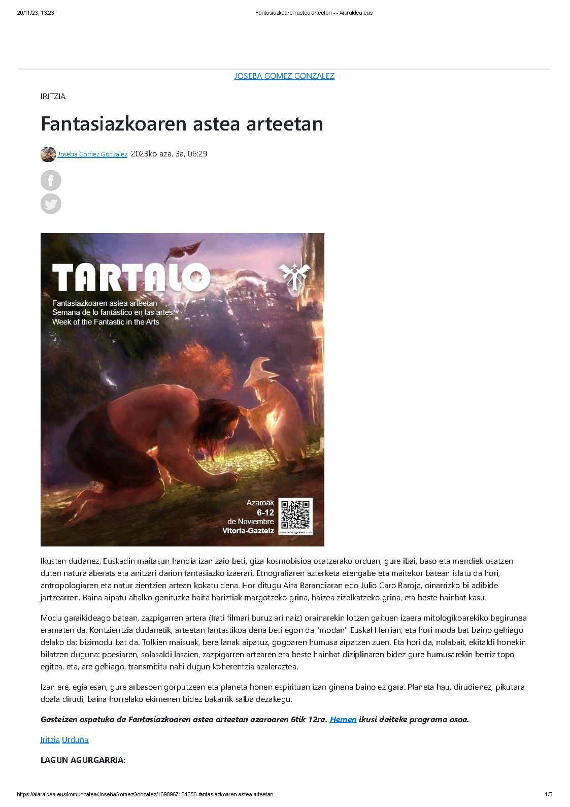 Fantasiazkoaren astea arteetan