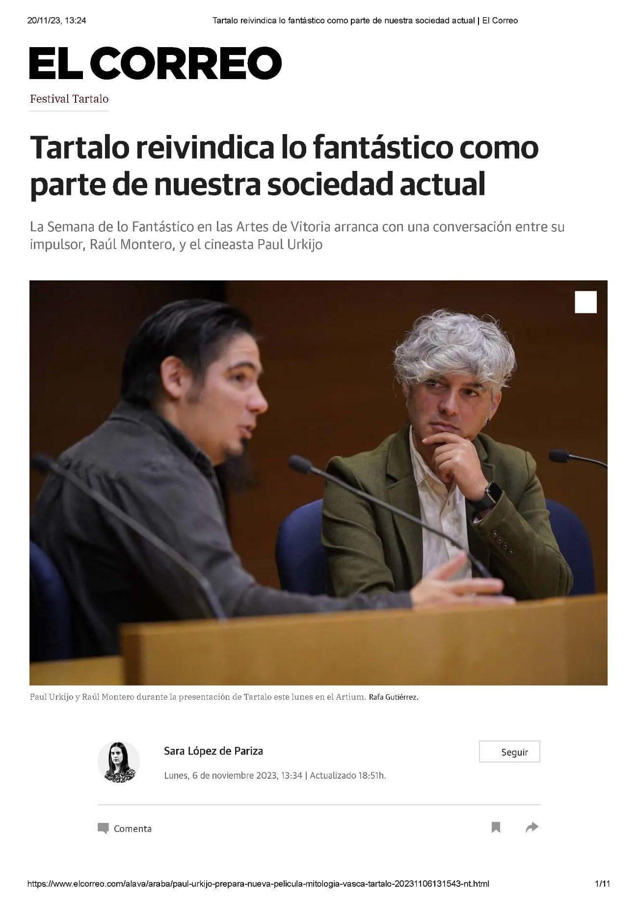 Tartalo reivindica lo fantástico como parte de nuestra sociedad actual