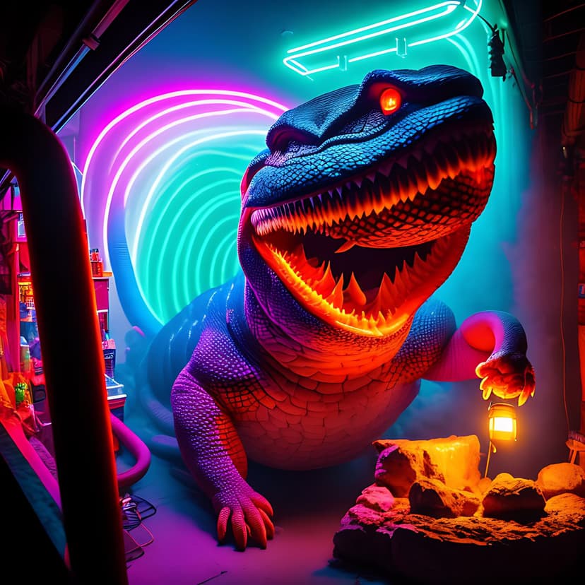 Neon dinosaur illustration